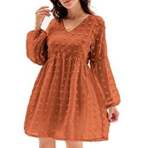 Grace Karin Aline Balloon Sleeve Swiss Dot Dress